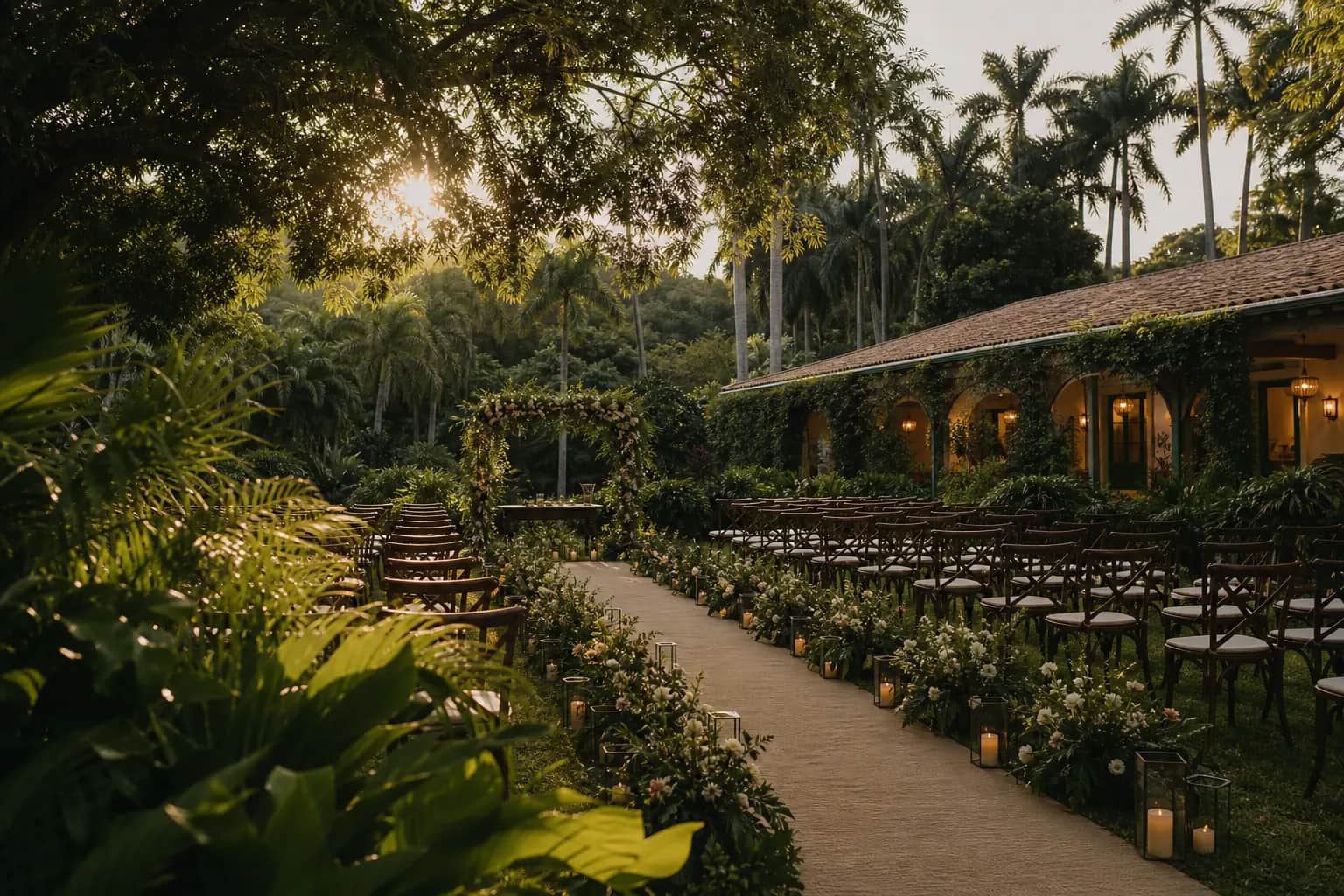 Jardins preparados para uma cerimônia especial